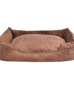 Alternative view of Lit pour chiens avec coussin Cuir artificiel PU Taille M Beige