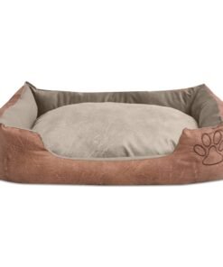 Alternative view of Lit pour chiens avec coussin Cuir artificiel PU Taille XL Beige