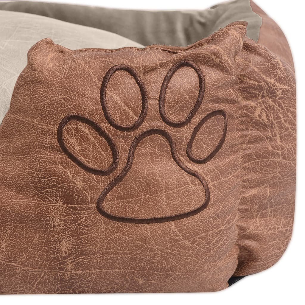 Lit pour chiens avec coussin Cuir artificiel PU Taille XL Beige – Image 3