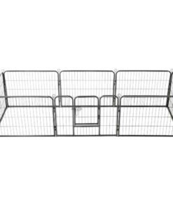 Alternative view of Parc pour chiens 8 panneaux Acier 60 x 80 cm Noir