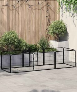 Parc pour chiens 8 panneaux Acier 60 x 80 cm Noir