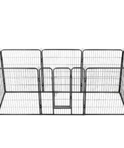 Alternative view of Parc pour chiens 8 panneaux Acier 80 x 100 cm Noir