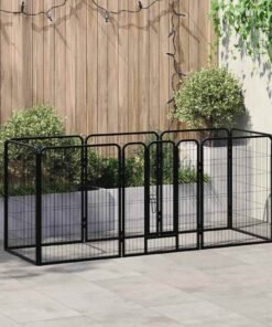 Parc pour chiens 8 panneaux Acier 80 x 100 cm Noir
