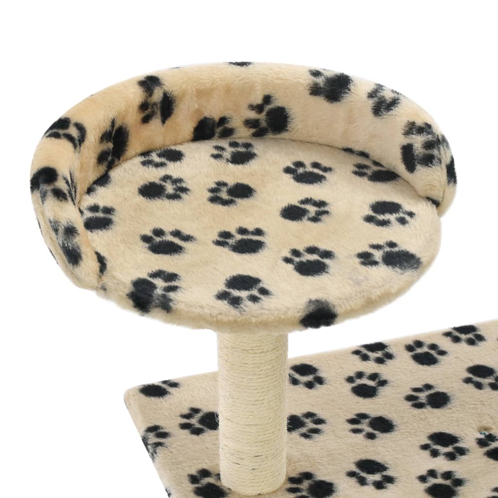 Arbre à chat avec griffoir en sisal 95 cm Beige Motif de pattes – Image 5