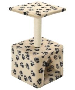 Alternative view of Arbre à chat avec griffoirs en sisal 55 cm Beige Motif de pattes