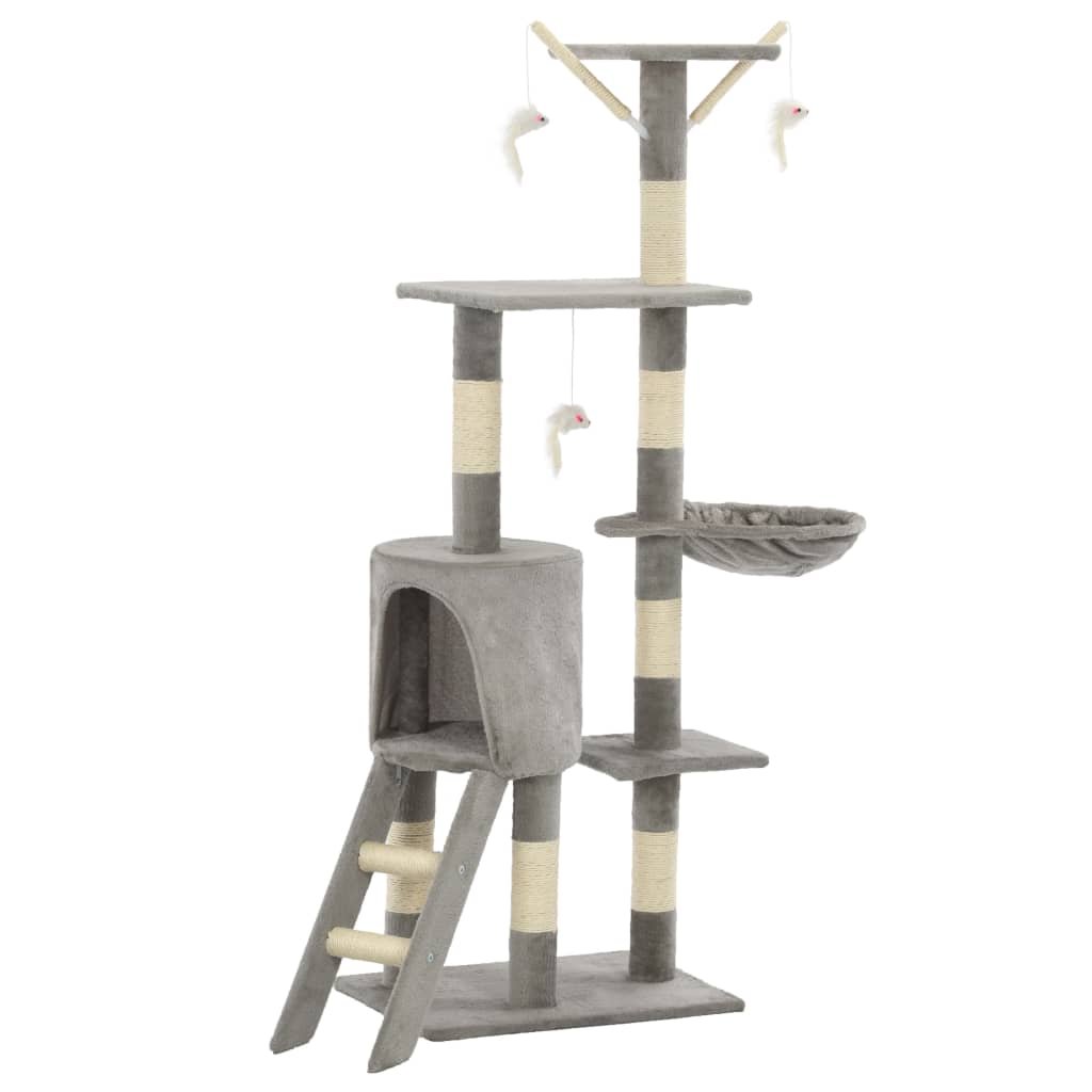 Arbre à chat avec griffoirs en sisal 138 cm Gris – Image 2