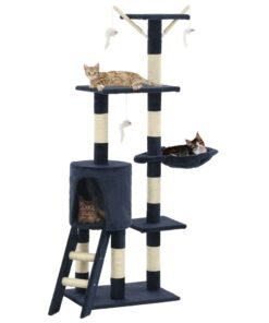 Arbre à chat avec griffoirs en sisal 138 cm Bleu foncé