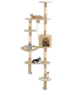 Arbre à chat avec griffoirs en sisal Montage mural 194 cm Beige