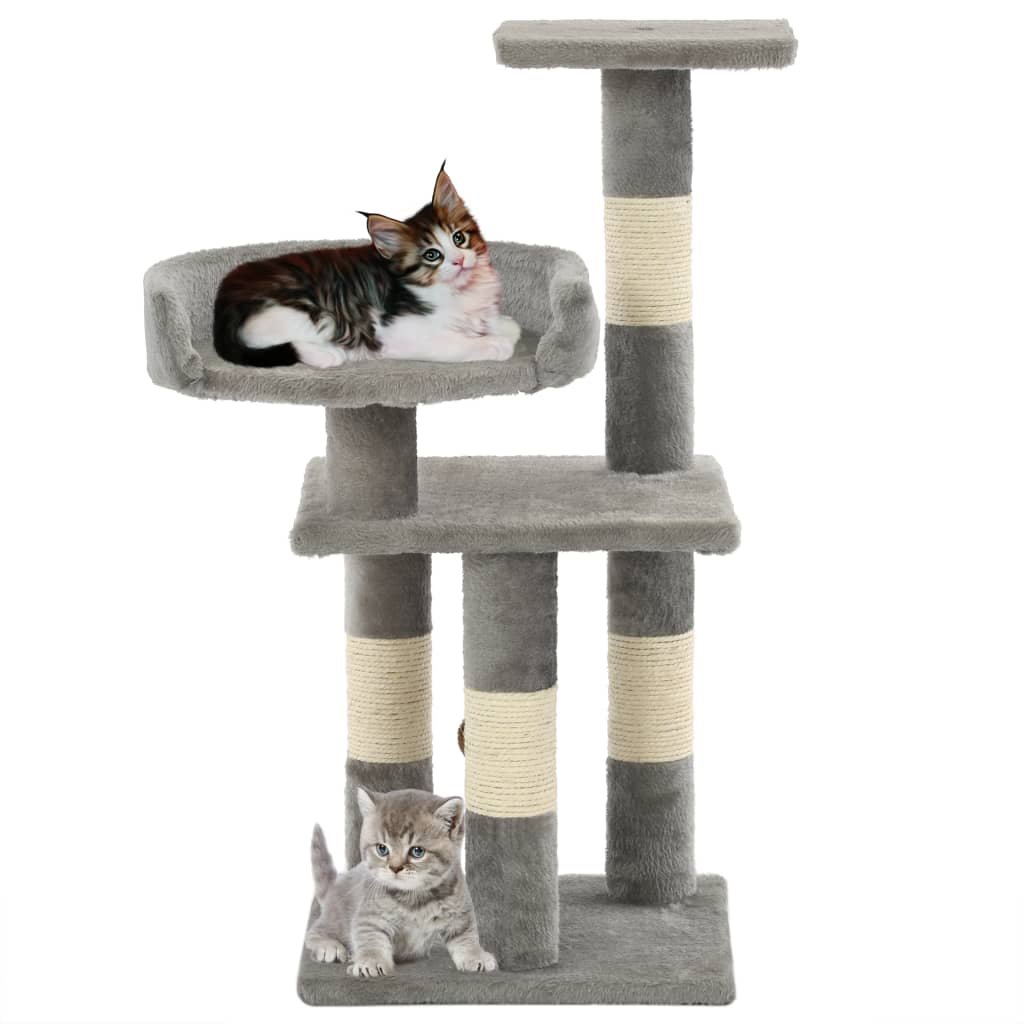 Arbre à chat avec griffoirs en sisal 65 cm Gris – Image 2