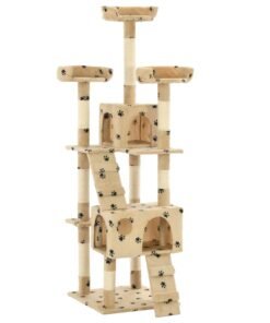 Arbre à chat et griffoirs en sisal 170 cm Beige Motif de pattes