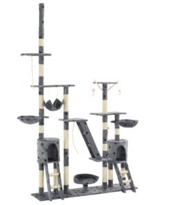 Arbre à chat et griffoirs 230-250 cm Empreintes de pattes Gris