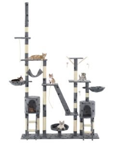 Alternative view of Arbre à chat et griffoirs 230-250 cm Empreintes de pattes Gris