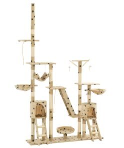 Arbre à chat et griffoirs 230-250 cm Empreintes de pattes Beige