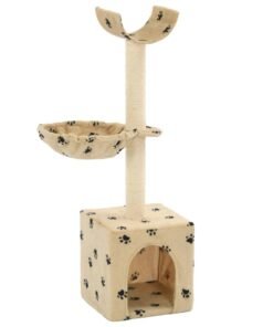 Arbre à chat et griffoirs en sisal 105 cm Beige Motif de pattes