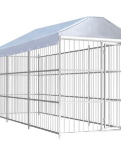 Chenil d'extérieur avec toit pour chiens 450 x 150 x 200 cm
