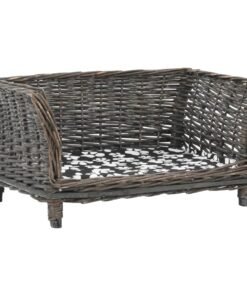 Panier pour chiens avec coussin Gris 50x33x30 cm Saule naturel