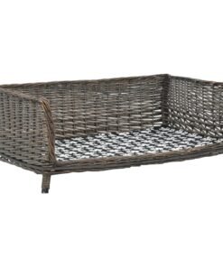 Panier pour chiens avec coussin Gris 90x54x35 cm Saule naturel