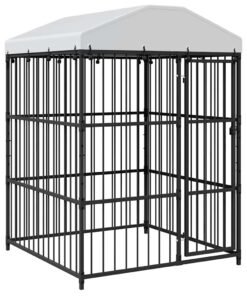 Alternative view of Chenil d'extérieur avec toit pour chiens 150x150x210 cm