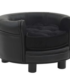Canapé pour chien Noir 48x48x32 cm Peluche et similicuir