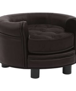 Canapé pour chien Marron 48x48x32 cm Peluche et similicuir