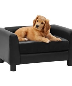 Canapé pour chien Noir 60x43x30 cm Peluche et similicuir