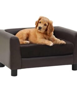 Canapé pour chien Marron 60x43x30 cm Peluche et similicuir