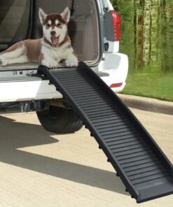 Rampe de voiture pliable pour chiens Noir 155,5x40x15,5 cm