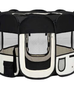 Alternative view of Parc pour chiens pliable avec sac de transport Noir 90x90x58 cm