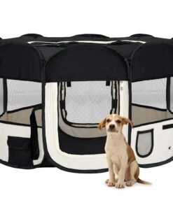 Parc pliable pour chien avec sac de transport Noir 125x125x61cm