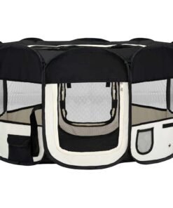 Alternative view of Parc pliable pour chien avec sac de transport Noir 145x145x61cm