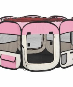 Alternative view of Parc pliable pour chien avec sac de transport Rose 110x110x58cm
