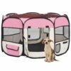 Parc pliable pour chien avec sac de transport Rose 110x110x58cm