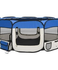 Alternative view of Parc pliable pour chien avec sac de transport Bleu 145x145x61cm