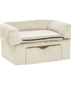 Alternative view of Canapé pour chien avec tiroir Crème 75x50x38 cm Peluche