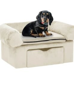 Canapé pour chien avec tiroir Crème 75x50x38 cm Peluche