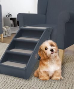 Escalier pliable à 4 marches pour chiens Gris foncé