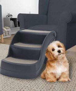 Escalier pliable à 3 marches pour chiens Gris foncé