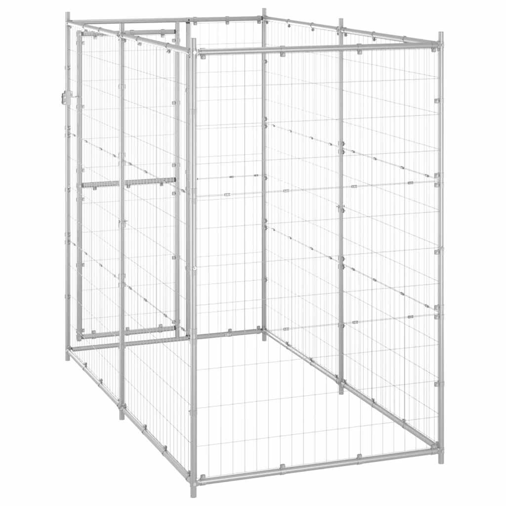 Chenil extérieur pour chiens Acier galvanisé 110x220x180 cm – Image 4