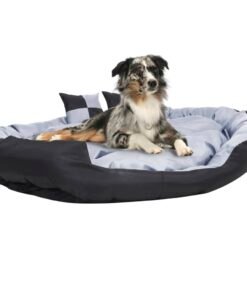 Coussin réversible lavable pour chien Gris et noir 150x120x25cm