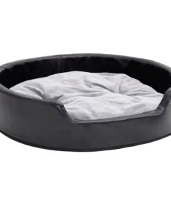 Alternative view of Lit pour chiens Noir et gris 79x70x19 cm Peluche et similicuir