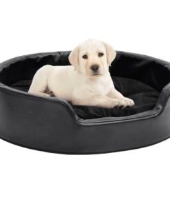 Lit pour chiens Noir 69x59x19 cm Peluche et similicuir