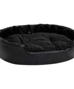 Alternative view of Lit pour chiens Noir 90x79x20 cm Peluche et similicuir