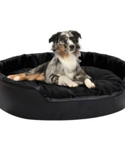 Lit pour chiens Noir 90x79x20 cm Peluche et similicuir