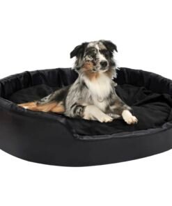 Lit pour chiens Noir 99x89x21 cm Peluche et similicuir