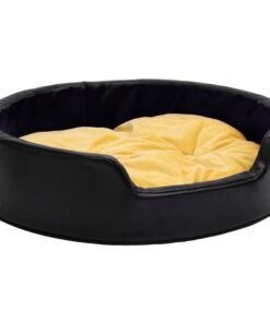 Alternative view of Lit pour chiens Noir et jaune 99x89x21 cm Peluche et similicuir
