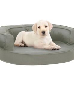 Matelas de lit ergonomique de chien 60x42 cm Aspect de lin Gris
