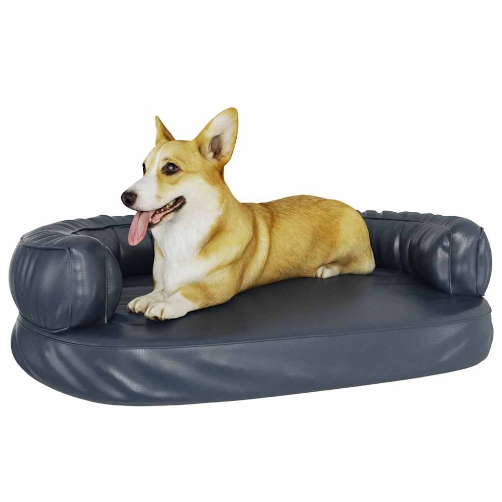 Lit pour chien ergonomique Mousse Bleu foncé 88x65cm Similicuir – Image 3