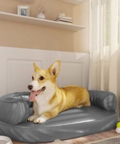 Lit pour chien ergonomique Mousse Gris 75x53 cm Similicuir