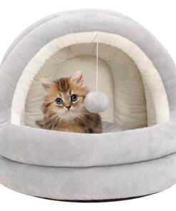 Lit pour chat 50x50x45 cm Gris et crème
