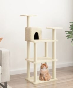 Arbre à chat avec griffoirs en sisal crème 118,5 cm
